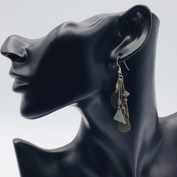 Vtg Earrings 80’s Metal Chandelier Dangle Hook Rocker Punk Silver Tone ***READ - Picture 1 of 9